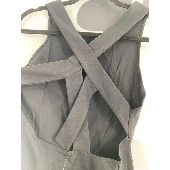 Free People NWT Jessa Bodysuit Cage Back Halter Stretch Thong Black Large New - Picture 6 of 11